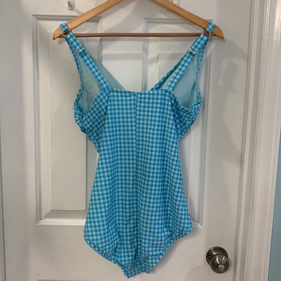 Lands end blue gingham swim suit, 14D - Picture 2 of 3